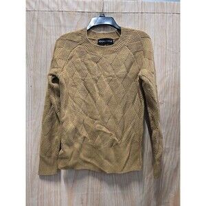 Kendall + Kylie Sweater Womens Medium Brown Fisherman Knit Mock Neck Long Sleeve